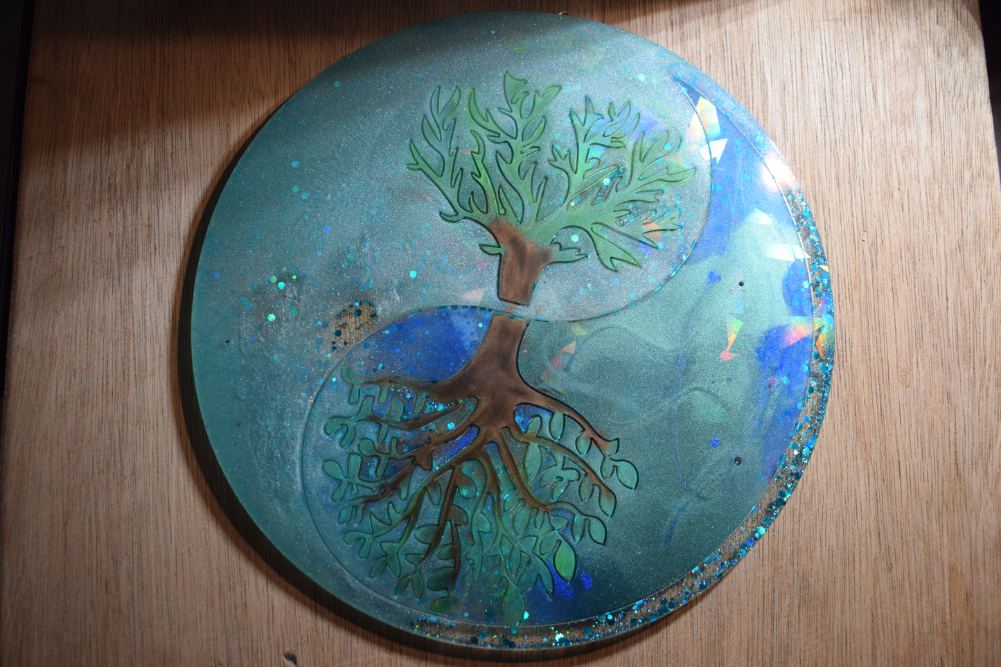 Arbre de vie symbole yin yang résine époxy