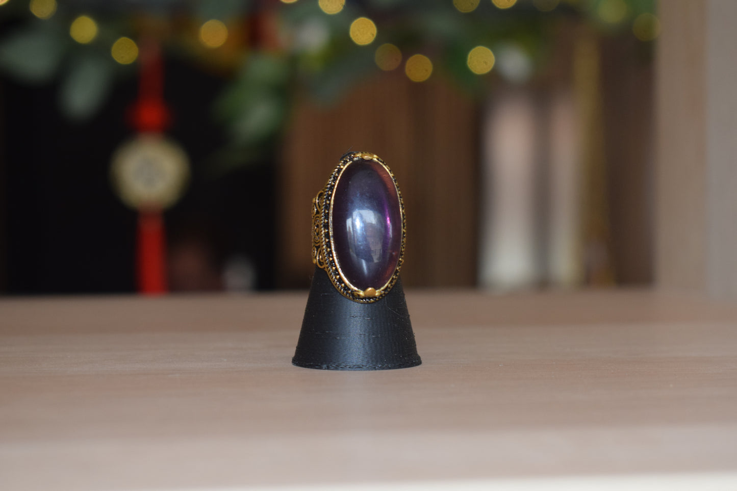 Bague vintage en améthyste avec détails gravés