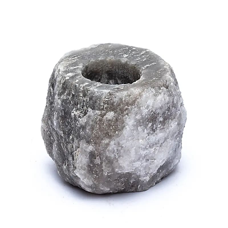 Bougeoir en cristal de sel grise