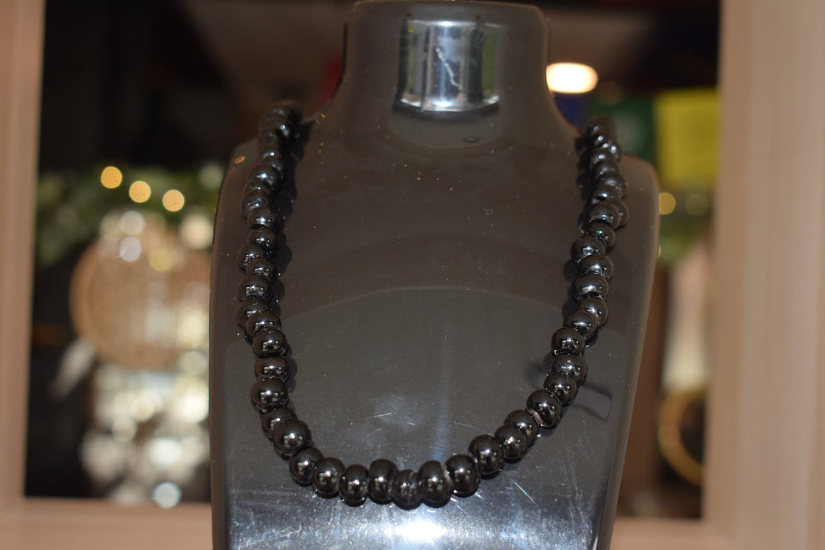 Collier perles en onyx noir