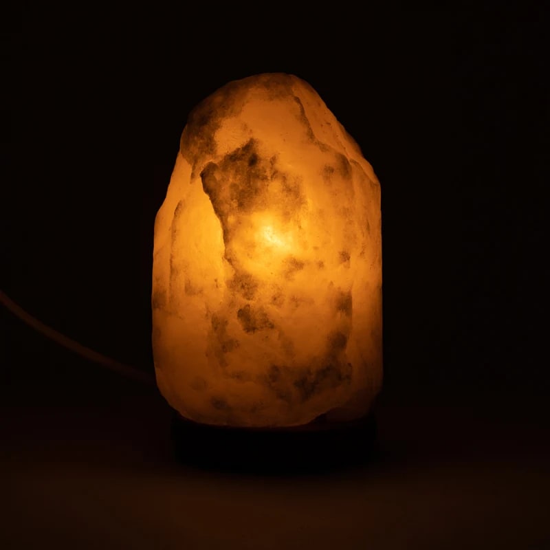 Lampe de sel blanc avec câble à prise et LED