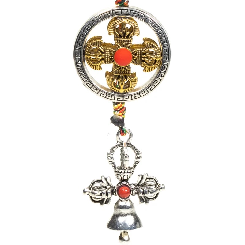 Pendentif de protection double dorje cloche