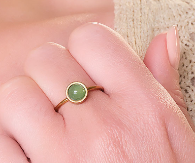 Bague Essentiana en acier inoxydable avec Aventurine Verte A