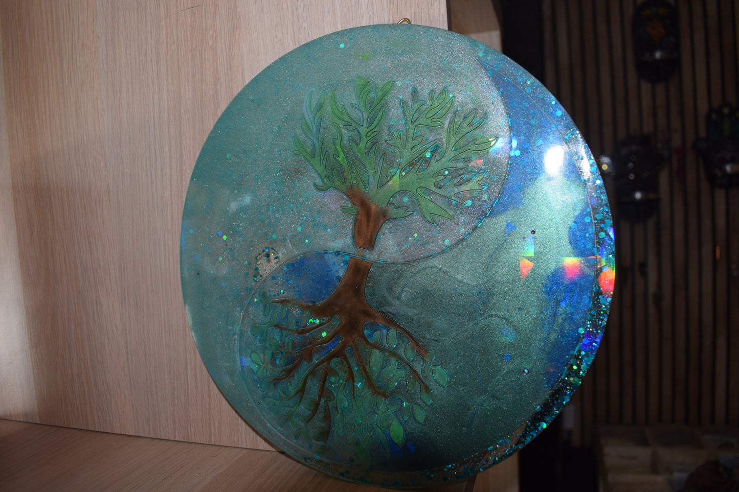 Arbre de vie symbole yin et du yang résine époxy diamètre 25cm