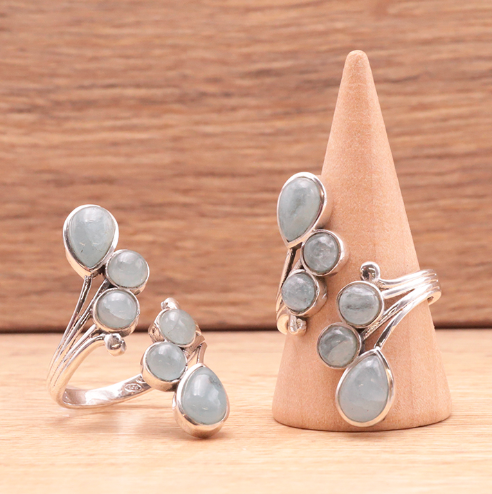 BAGUE ARGENT 925 MODÈLE 01 AIGUE MARINE BRÉSIL AA