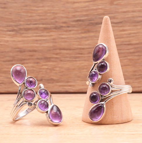 BAGUE ARGENT 925 MODÈLE 01 AMÉTHYSTE BRÉSIL AA