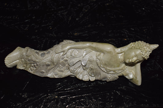 Bouddha couché en céramique blanc taille 20cm