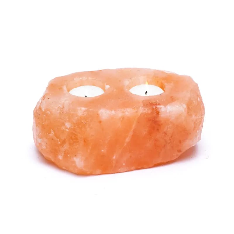 Bougeoir en cristal sel 2 bougies chauffe-plat