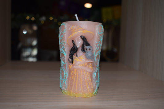 Bougie déco sorcière artisanale