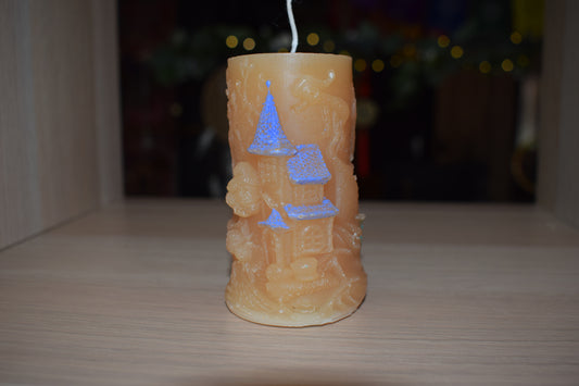 Bougie orange sorcière artisanale