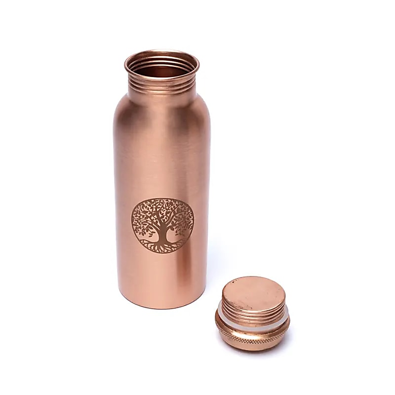 Bouteille en cuivre arbre de vie gravée au laser