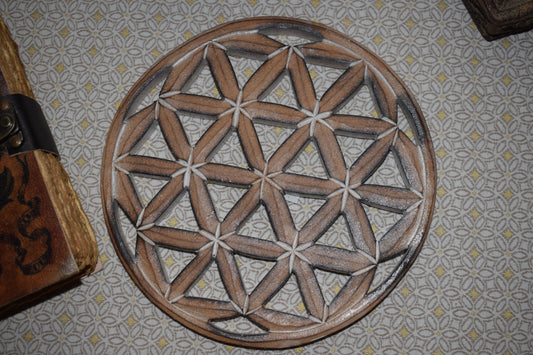 Fleur de vie en bois diamètre 20cm