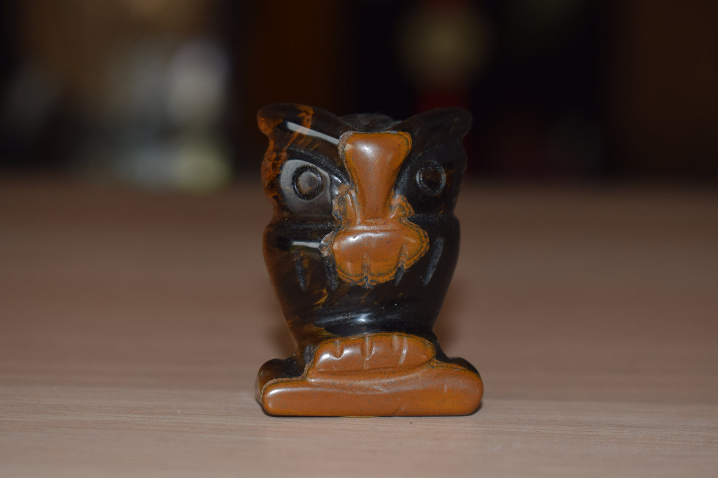 Hibou en oeil de tigre hauteur 40mm