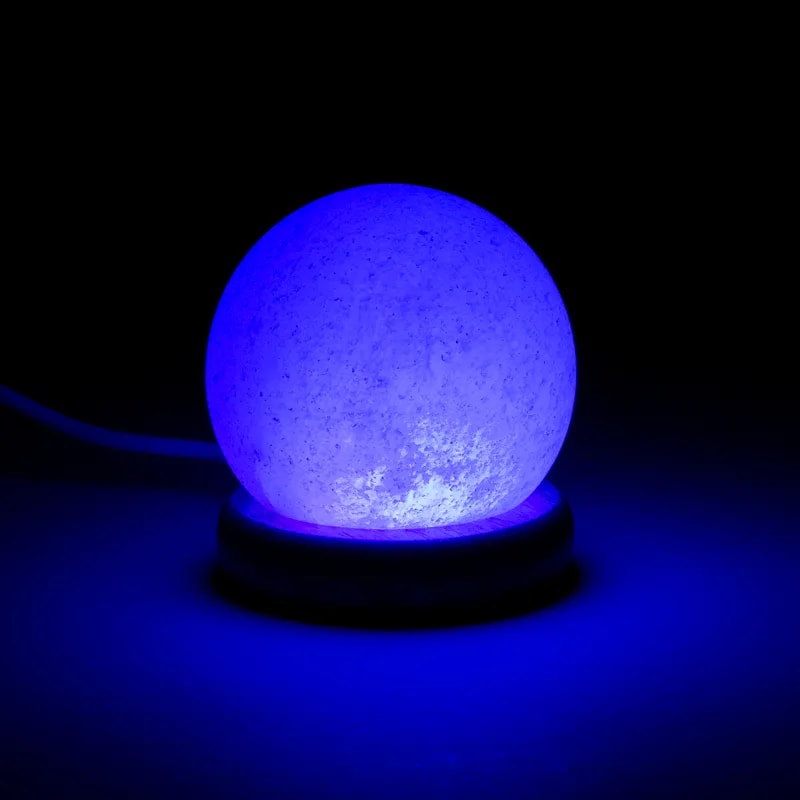 Mini lampe sphère sel blanche USB + LED