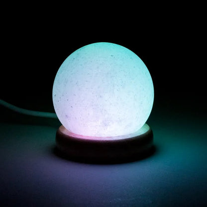 Mini lampe sphère sel blanche USB + LED