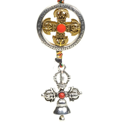 Pendentif de protection double dorje cloche