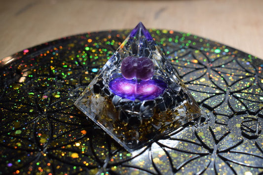 Petite Orgonite améthyste & obsidienne