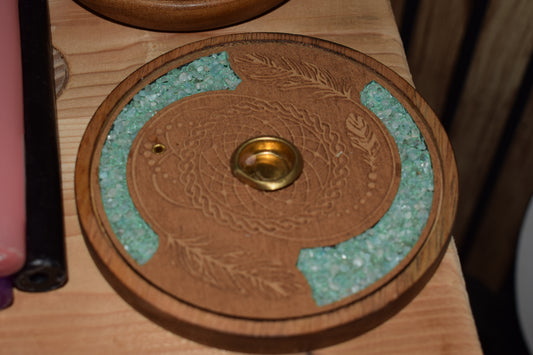 Porte encens en bois et amazoniter style bohème