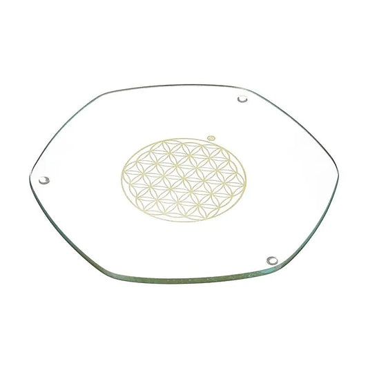 Sous verre Energyplate fleur de vie - or - petit