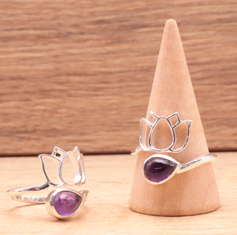 Bague en argent 925 avec Améthyste AA