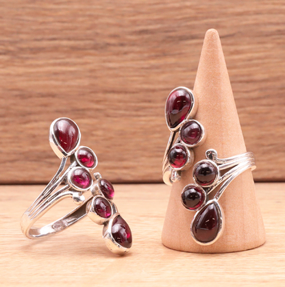 BAGUE ARGENT 925 GRENAT RHODOLITE AAA