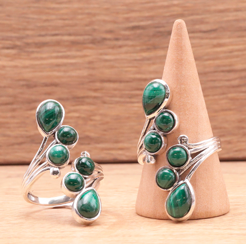 Bague en argent 925 avec Malachite AA