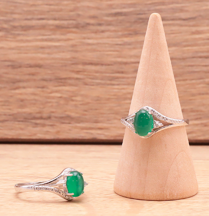 Bague en argent 925 Rhodié avec Chrysoprase AA+