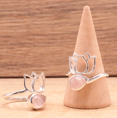 Bague en argent 925 avec Quartz Rose AA