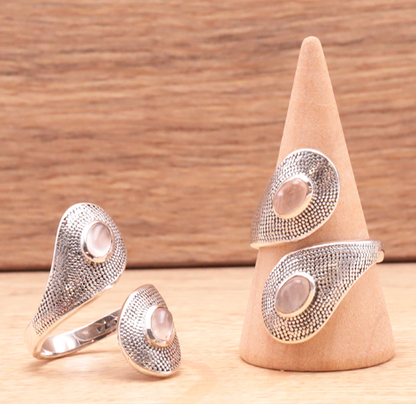 Bague en argent 925 avec Quartz Rose AA