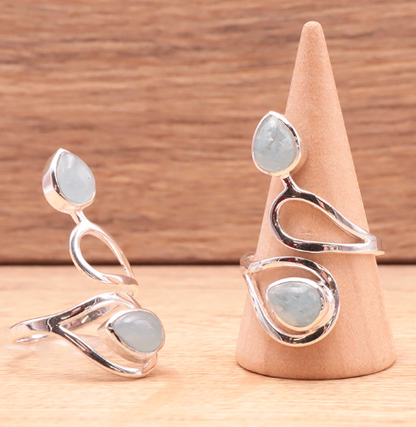 Bague en argent 925 avec Aigue Marine AA