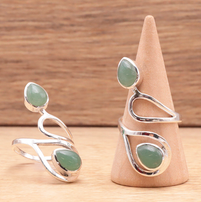 Bague en argent 925 avec Aventurine Verte A