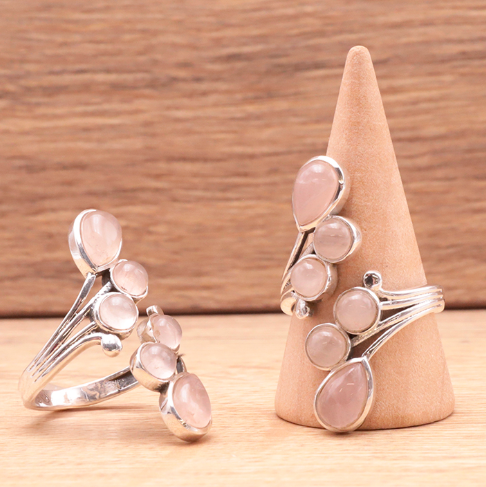 Bague en argent 925 avec quartz rose AA