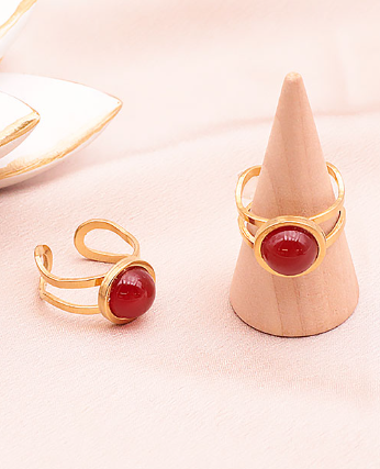 Bague Essentiana en acier inoxydable avec Cornaline A