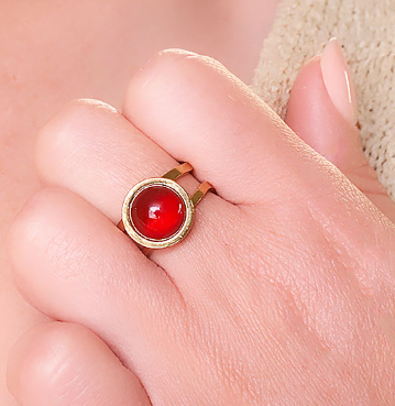 Bague Essentiana en acier inoxydable avec Cornaline A