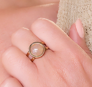 Bague Essentiana en acier inoxydable avec Quartz Rose AB