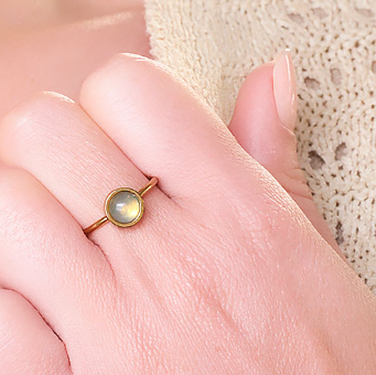 Bague Essentiana en acier inoxydable avec Aigue Marine A