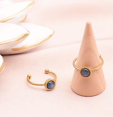 Bague Essentiana en acier inoxydable avec Cyanite Bleue A