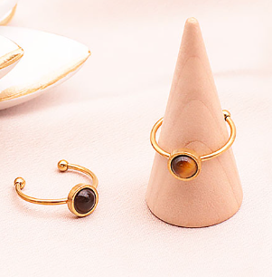 Bague Essentiana en Acier Inoxydable avec Oeil de Tigre – Qualité A