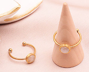 Bague Essentiana en Acier Inoxydable avec Peristerite – Qualité A